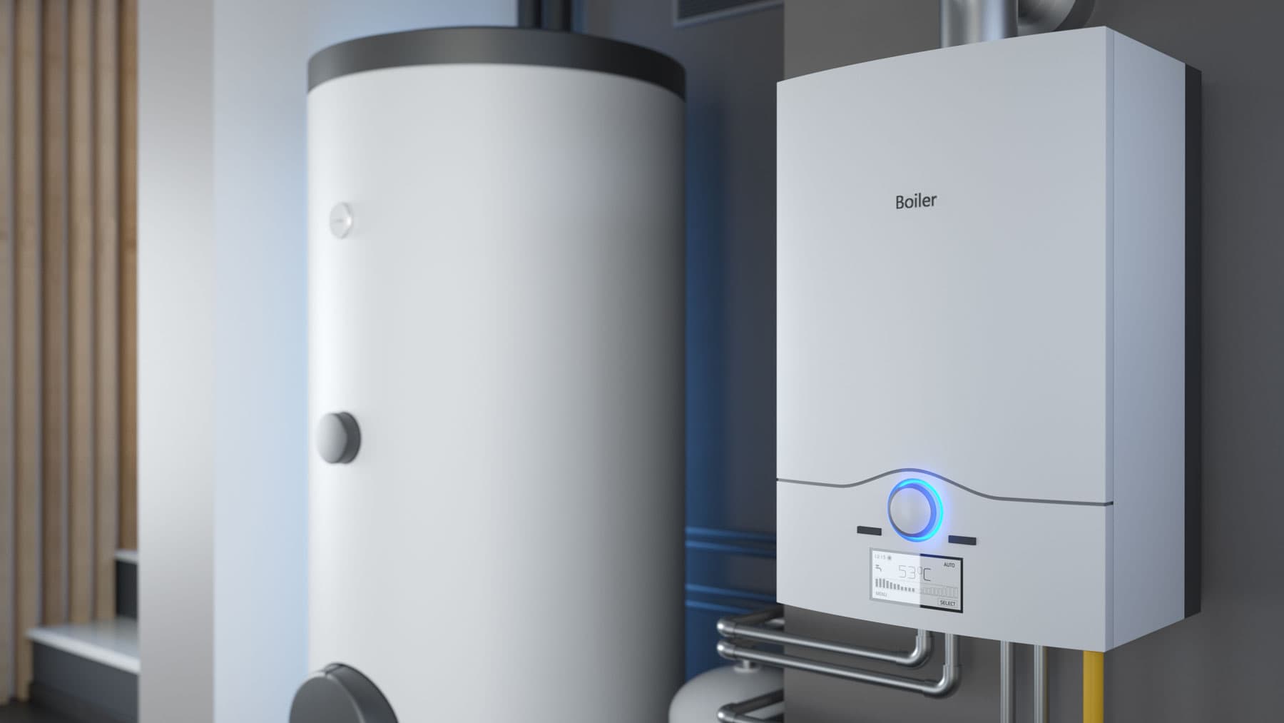 New modern boiler installation